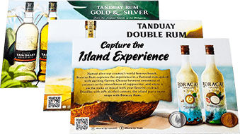 A set of postcards promoting various flavors of rum